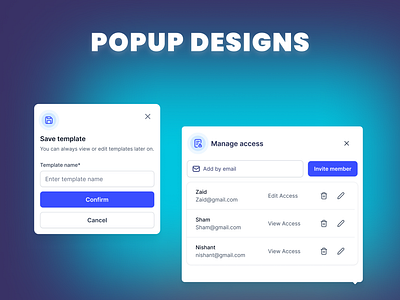 Popup designs design invite popup product web