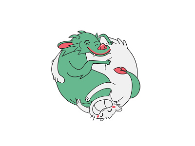 yin yang adobe illustratoor animal illustration character design illustration sticker vector illustration