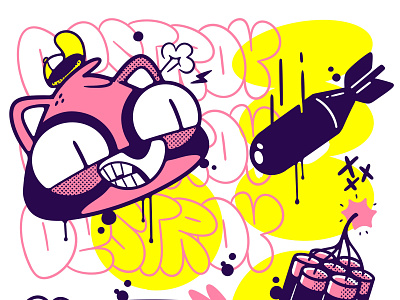 Raccoon Chaos apparel blake stevenson bomb branding cartoon chaotic character design crazy cute design dynamite graffiti illustration jetpacks and rollerskates logo retro street art ui