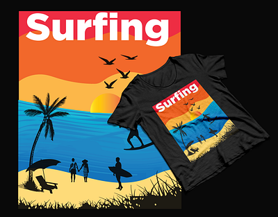 Surfing T-Shirt Design branding clothing custom design custom t shirt deign custom t shirt design custom tshirt design graphic design illustration summer summer t shirt surfing t shirt design t shirt design