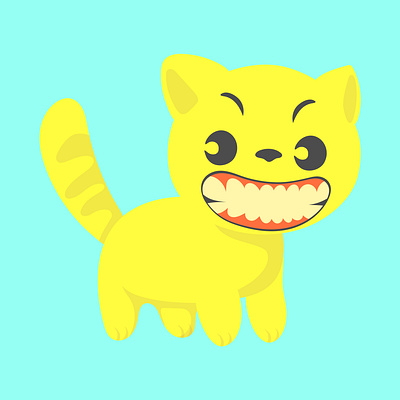 handsome smile yellow fabulous cat branding design flat design graphic design illustration logo ui vector
