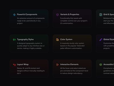 Features Block for Design System dark darkmode design ui ux web design