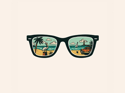 Beachside Raybans beach florida glasses illustration ocean rayban shades summer sunglasses tropical