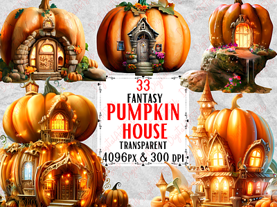 Fantasy Pumpkin House 3d fanstasy clipart fantasy graphic design graphic design illustration pumpkin house