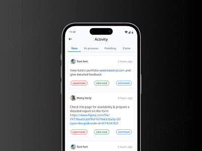 Activity Feed #DailyUI047 047 activity activity feed app chat daily dailyui feed management mobile mobile app task work chat
