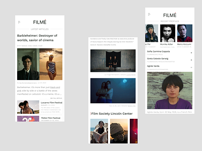 Filmé - Mobile App UI app articles cinema design festivals film mobile news ui ux webapp