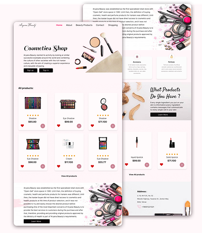 Cosmetics Website Design cosmatic design make up shop uiux web