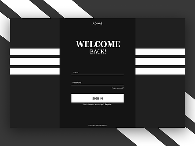 Login page redesign x Adidas branding clean dailyui design ecommerce graphic design landing page login modern sign in sign up sing in typography ui uiux design