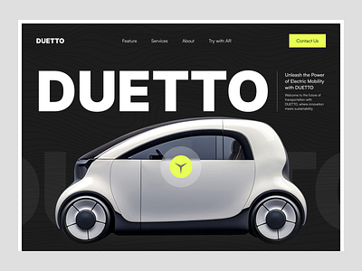 DUETTO - EV Landing Page (Hero) electric electric car electric vehicle ev hero landing page ui vehicle web web design website website design