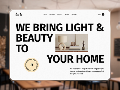 Light Up - E Commerce Hero design e commerce ecommerce header hero home interior design landing page light minimal ui ux visual web