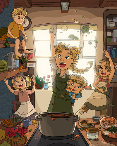 Cooking with kids! book cartoon childrens book colorful cute digital illustration illustration middle grade