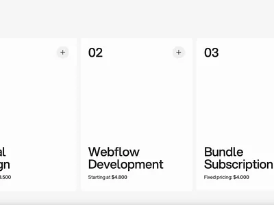 Info cards using Webflow Interactions branding clean design portfolio ui ux web website