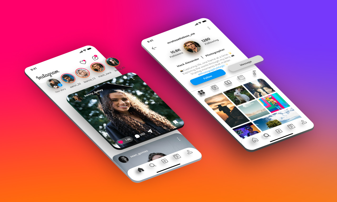Example of Instagram App Redesign UI UX Design