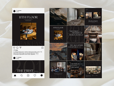 11 Mirrors Hotel │ Social Media Posts aesthetic branding design elegant graphic hotel inspiration instagram interior kyiv luxury marketing media minimal post social travel ukraine