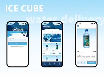 ICE CUBE water delivery app app branding design graphic design illustration logo typography ui ux vector