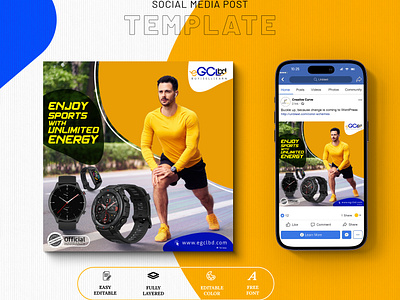 Social Media Post Template branding corporate design creative creative design graphic design new trand social midia post watch watch ads