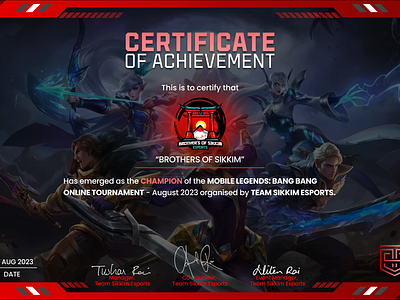 Mobile Legends Tournament Certificate Design branding certificate esports game gaming graphic design logo mlbb mobile legends mobile legends: bang bang tournament