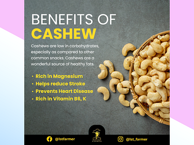 Cashew Instagram/Facebook Creative Post Mockup app branding cashew creative design graphic design illustration nuts creative