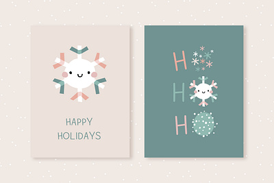 Chrismas greeting cards christmas cute design greeting card illustration kawaii kids snowflakes winter