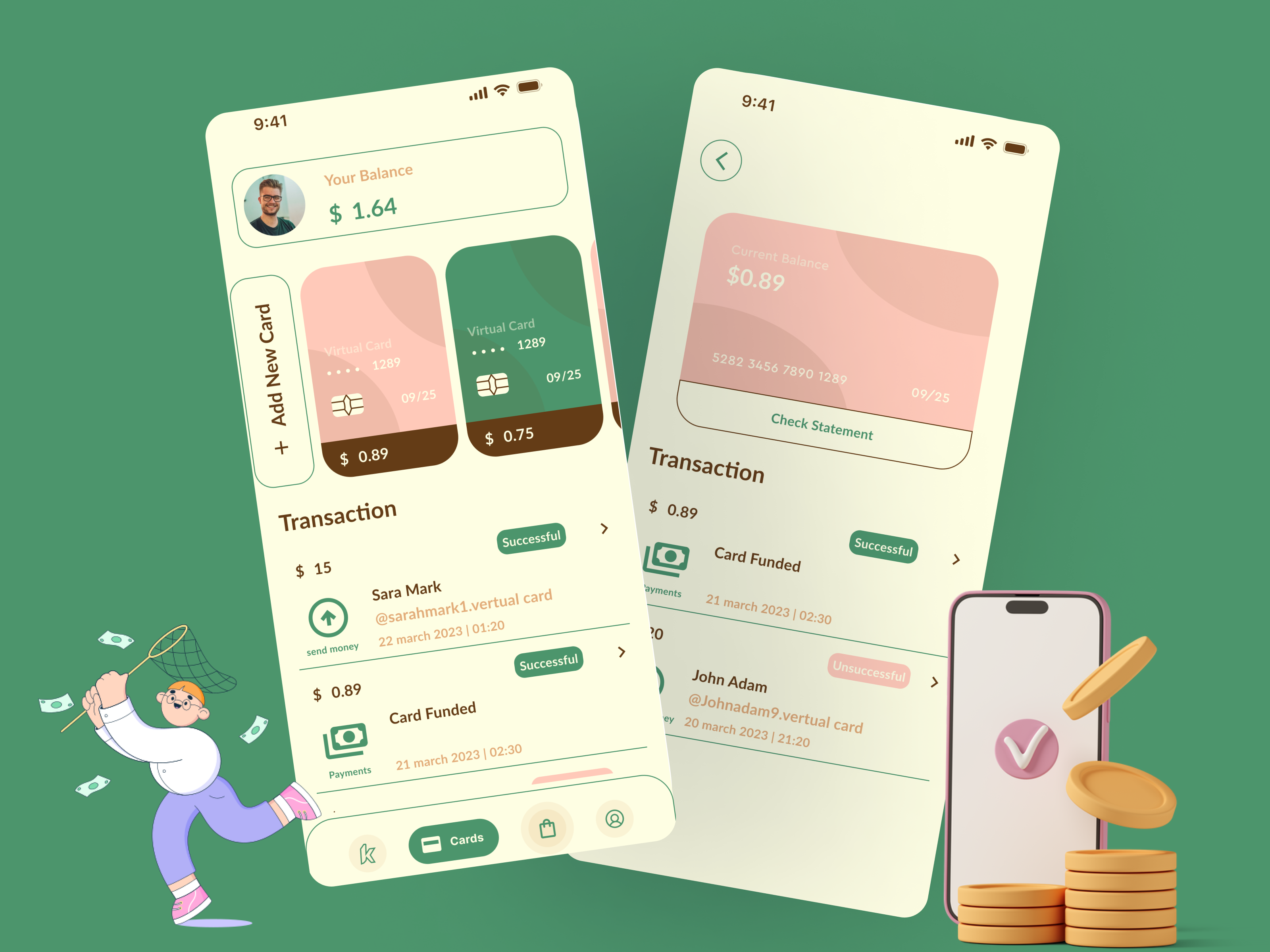 E-wallet app credit card dailyui e wallet payment ui ux virtual card