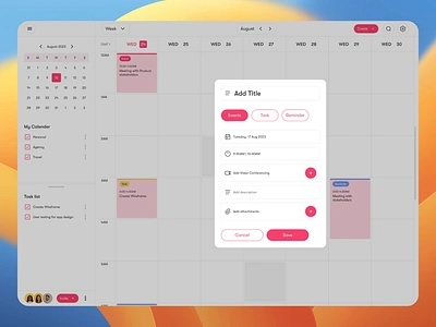 Calender Overlay calender dashboard task management to do web app