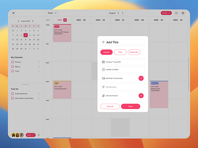 Calender Overlay calender dashboard task management to do web app