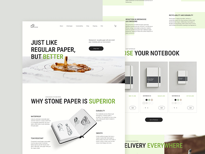 Stone Paper Notebooks | Landing Page landing landing page light ui web design website