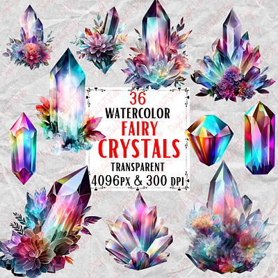 Watercolor Fairy Crystal Clipart 3d crystal crystal clipart design digital download fairy fairy clipart fantasy clipart graphic design illustration
