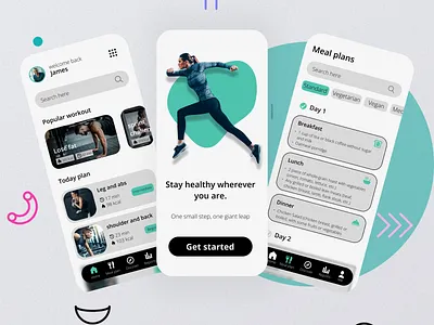 Fitness App app app design app redesign app ui app user interface blue design fitness fitness app green light design ui ux workout workout app workout program