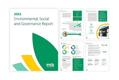 ESG Report booklet corporate design document environmental governance graphic design infographics layout report report design social tulsa typography