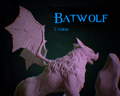🦇 Batwolf 2 form 🐺 3d animals wildlife bat batwolf blender creature fantasy marmoset photoshop sculpting stylized wings wolf zbrush