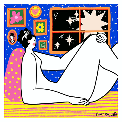 Animation animacion animation bedroom chill cute girl illustration ilustracion colombia sara orjuela stars strellas