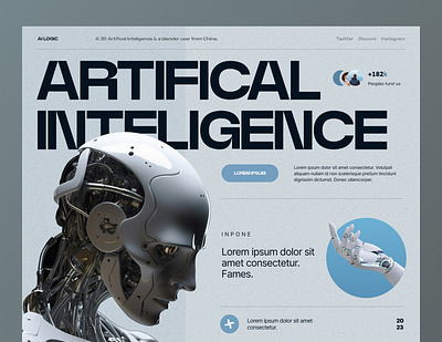 AI LOGIC - AI Robot Website Header Explanation ai ai robot artificial intellegent bold design header landing page robot robot landing page robotics technology web web design website