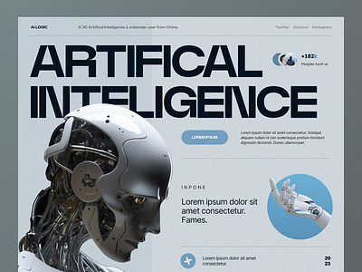 AI LOGIC - AI Robot Website Header Explanation ai ai robot artificial intellegent bold design header landing page robot robot landing page robotics technology web web design website