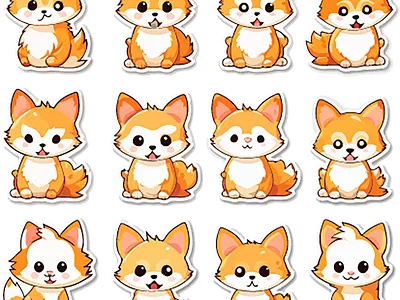 Cute foxes stickers design graphic design illustration logo motion graphics t shirt