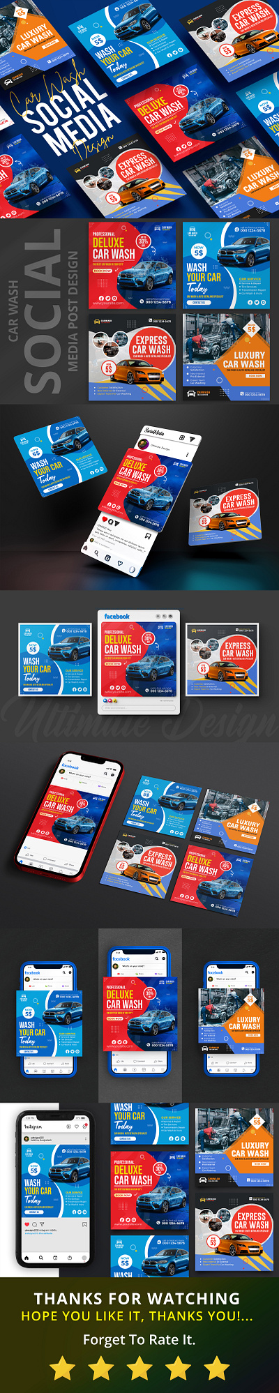 Car Wash Social Media Post Design Template ads advertising banner brand branding business corporate design designer facebook facebook post fashion fitness flyer graphic design instagram post marketing post social media social media post