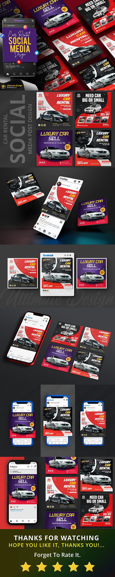 Car Sale And Rental Social Media Post Design Template ads advertising banner brand branding business corporate design designer facebook facebook post fashion fitness flyer graphic design instagram post marketing post social media social media post