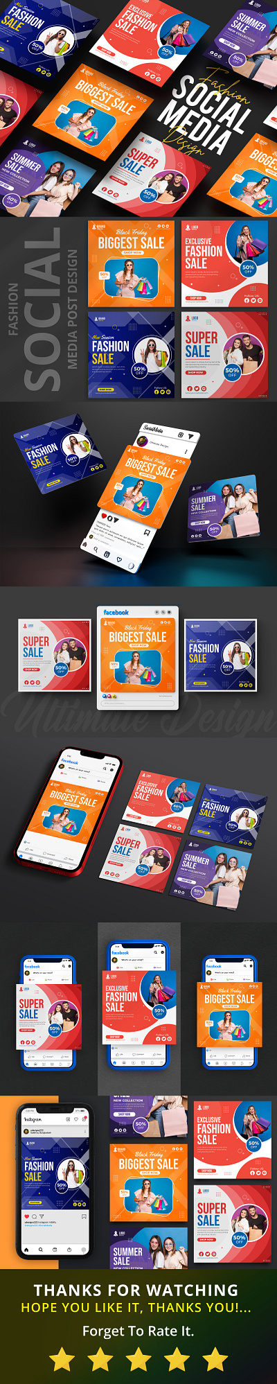 Fashion Sale Social Media Post Design Template ads advertising banner brand branding business corporate design designer facebook facebook post fashion fitness flyer graphic design instagram post marketing post social media social media post