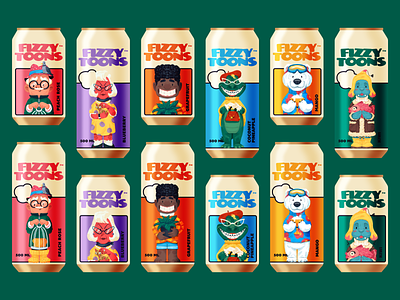 Fizzy Drinks Cans animals beverage brand identity branding can design characters design design studio digital art digital illustration drink drink cans graphic design identity design illustration illustrator marketing mascot packaging packaging design