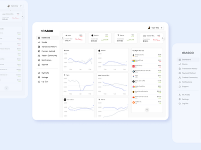 Web App Dasboard: Stocks Dashboard admin admin panel app app design charts clean dashboard design desktop graph illustration layout line charts numbers product stats ui ux webapp