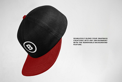 Realistic Floating Snapback Mockup apparel artwork branding design graphic design mockup polocaps template