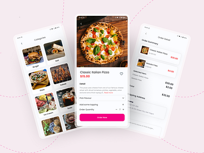 Mobile App Design: Food Delivery App UI UX Design app app design app interface app ui design clean design food and drink food delivery application food delivery service mobile app mobile app design ui ux