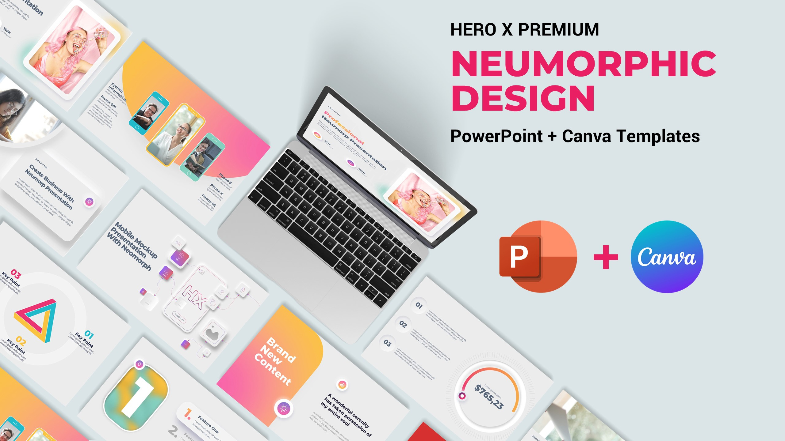 Neumorphic PowerPoint + Canva Template canva illustration neomorphism neumorphic powerpoint powerpoint design powerpoint presentation presentation design presentations ui