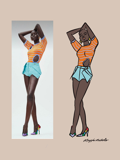 Fashion Pose bright character color contrast design drawing fashion fashion illustration fashion pose figure graphic design illustration linework vector