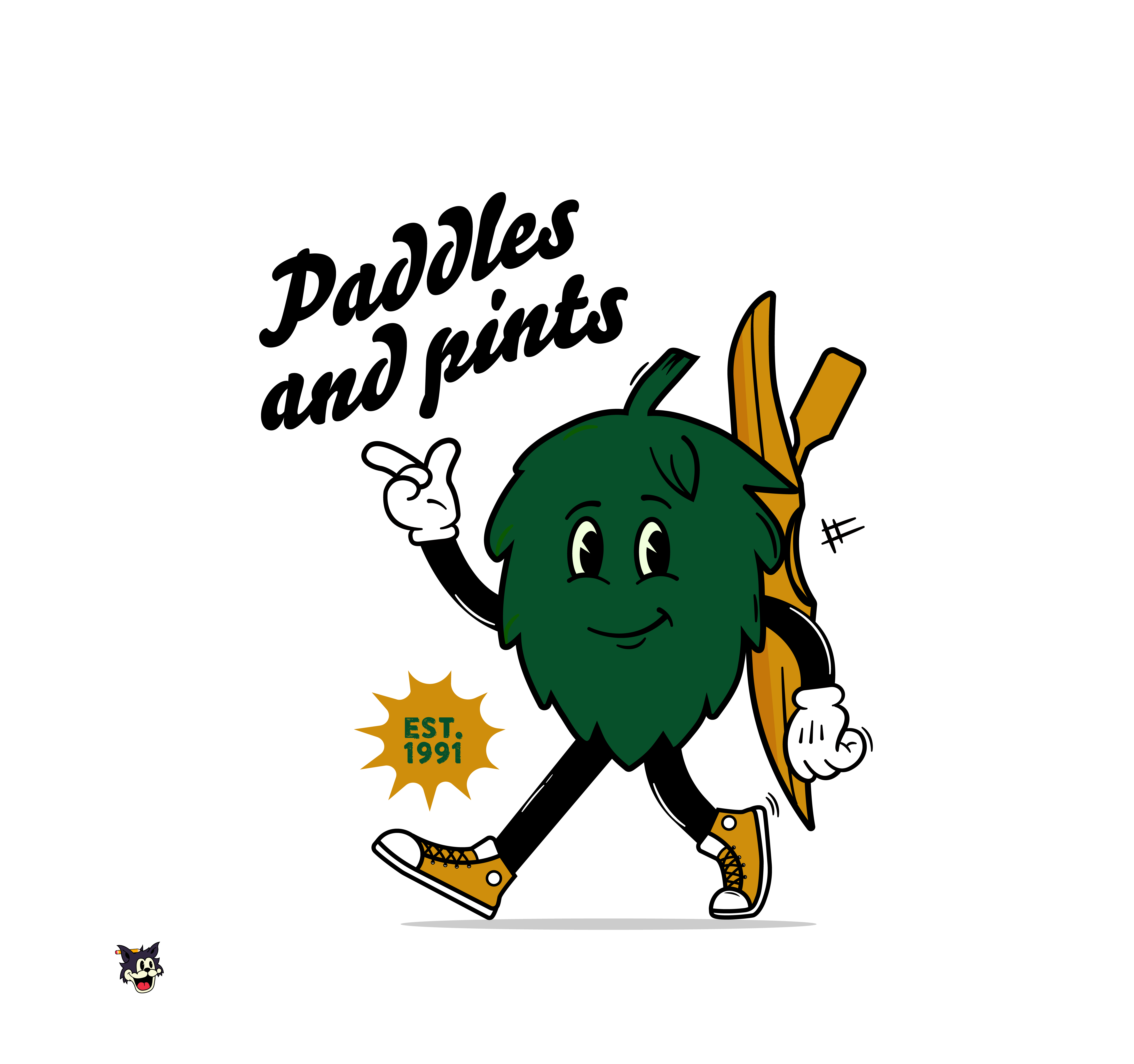 Open Water beer cartoon hop logo vector