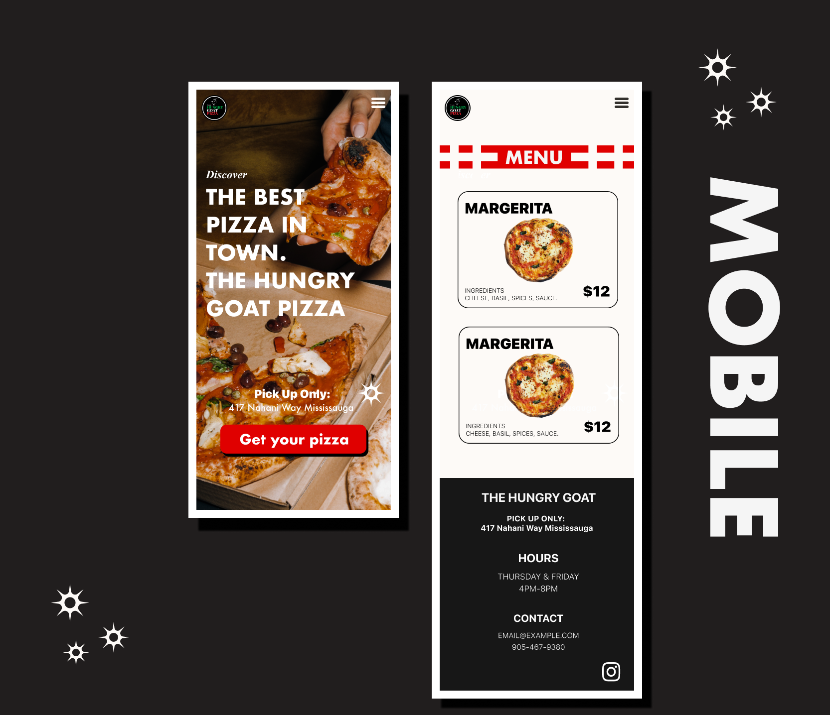 THE GOAT PIZZA animation branding graphic design pizza ui