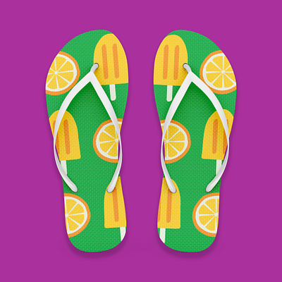 Pattern Challenge 2021 · Flip Flops digital art fashion design flip flop ice cream illustration pattern pattern design photoshop popscicle summer surface design