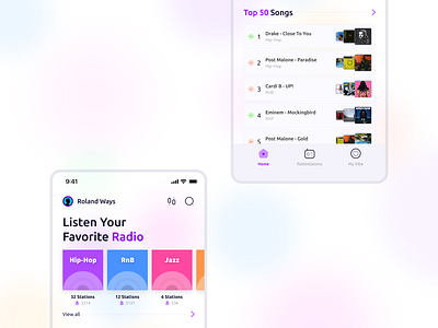 Music - Mobile App branding design illustration interface ios logo mobile mobile app music music app playlist popular radio radio app songs ui ux
