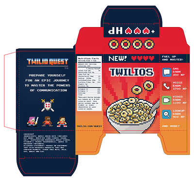 Twilio Quest Twilios 8bit cereal merchandise packaging swag