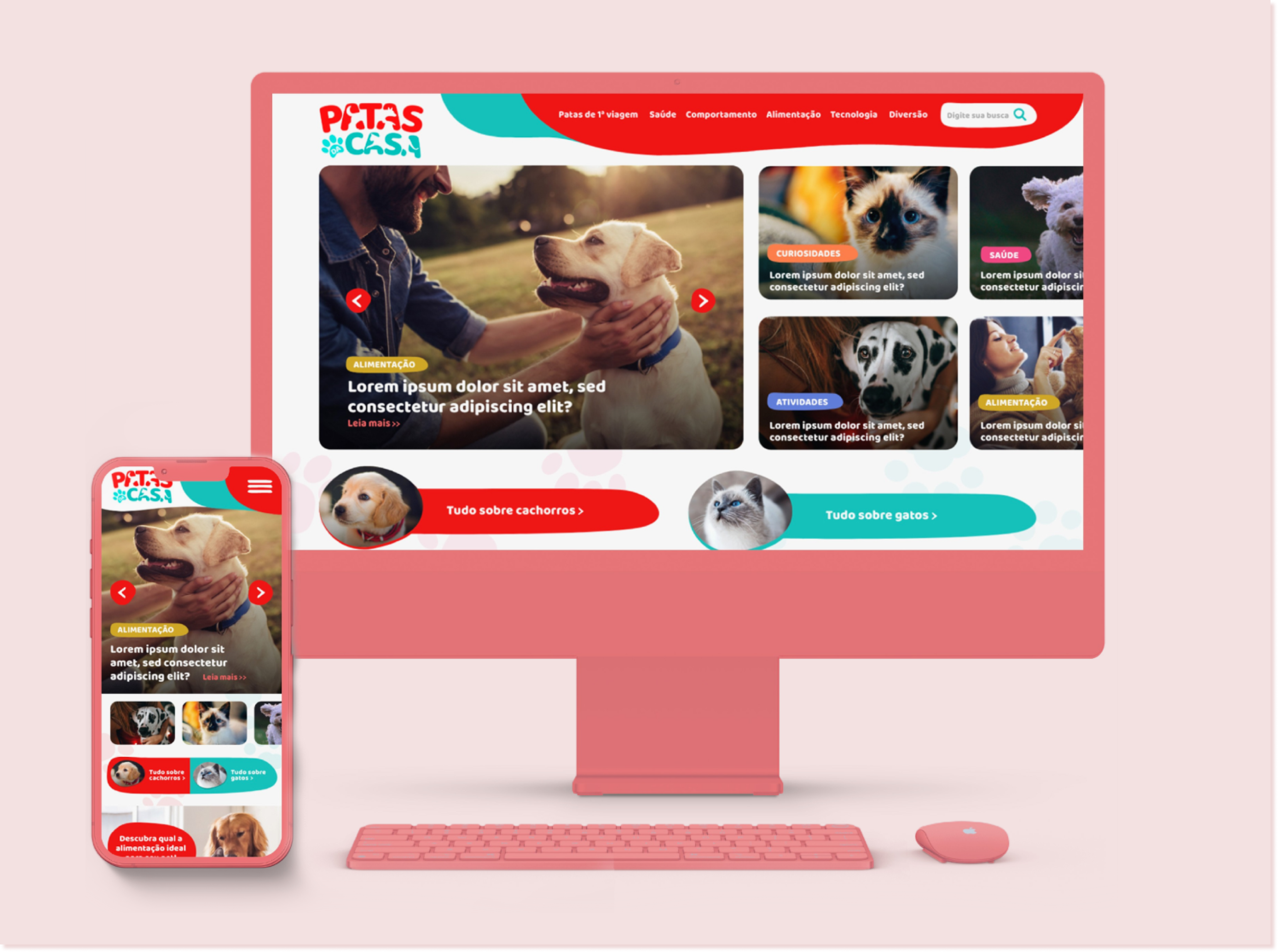 Creation of Nestle's pets department content hub (Patas da Casa) app design ui ux